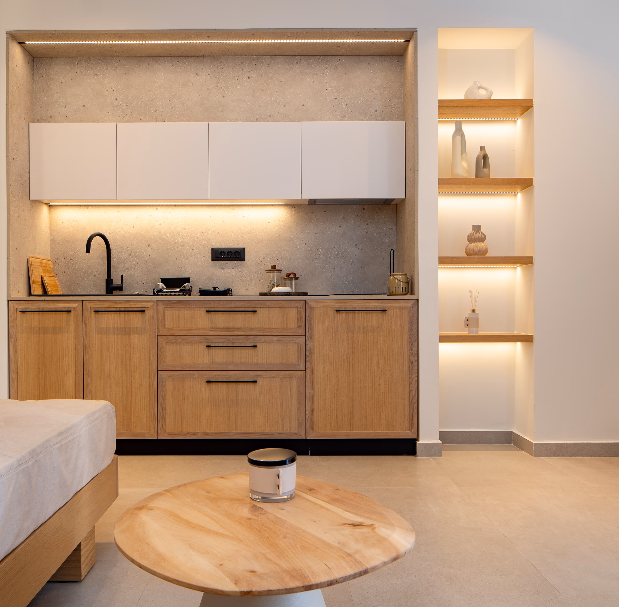 Modern kitchen with natural materials